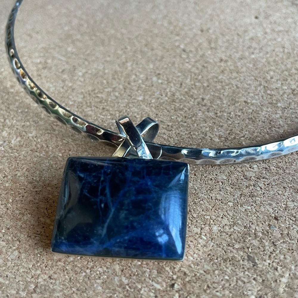 Lapis Rectangular Pendant Sterling Silver - image 2